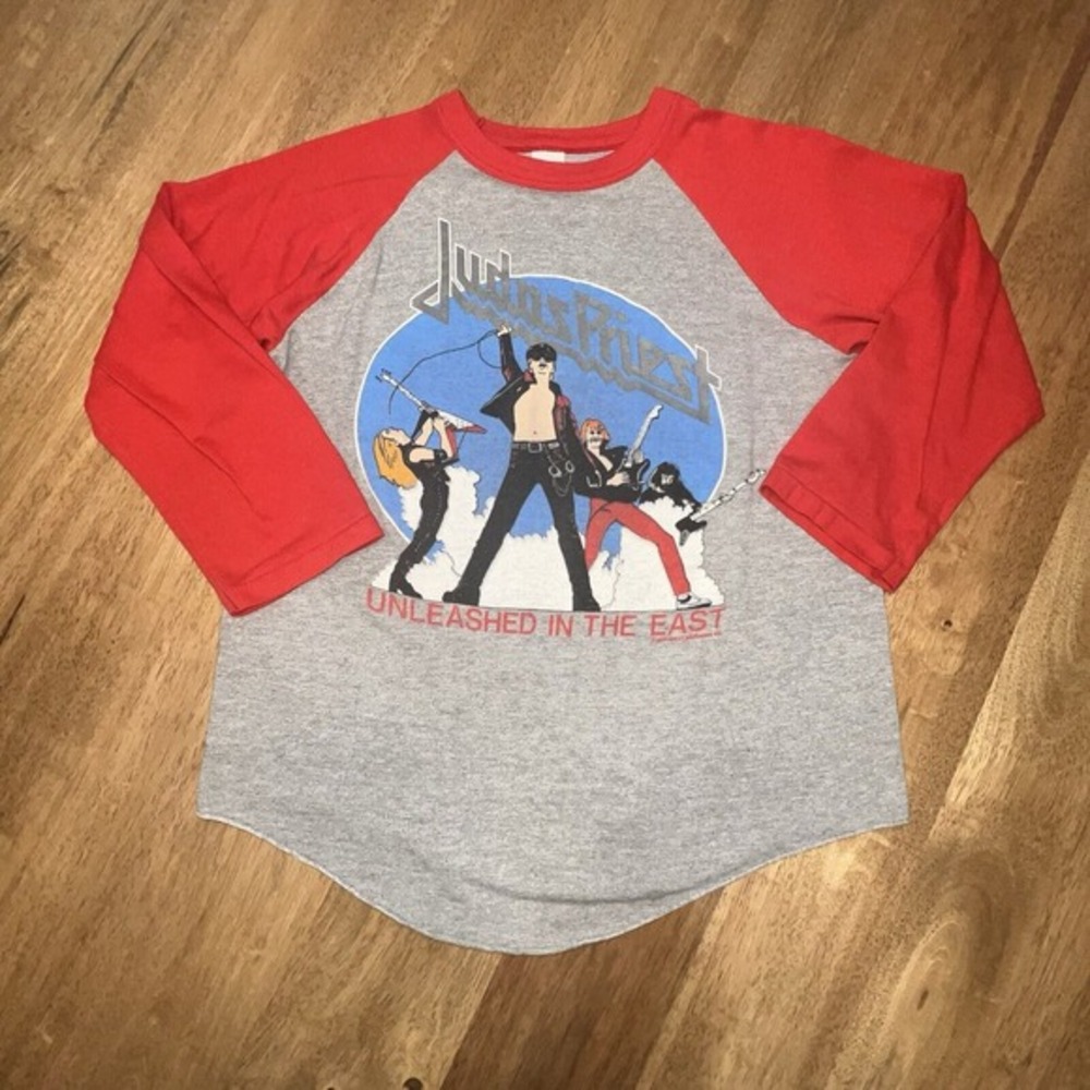 Vtg 1978 or 1979 Judas Priest Japan Raglan T Shirt‎ Unleashed In The East Med